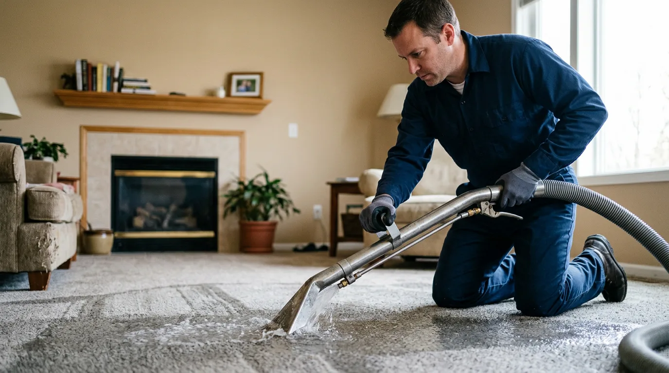 Water damage restoration technician working near Manville, WY